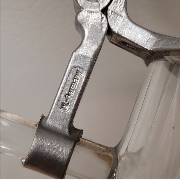 Vintage Clear Glass Stein Etched Ship Grand Turk Pewter Lid West Germany 💚 - Picture 4 of 5